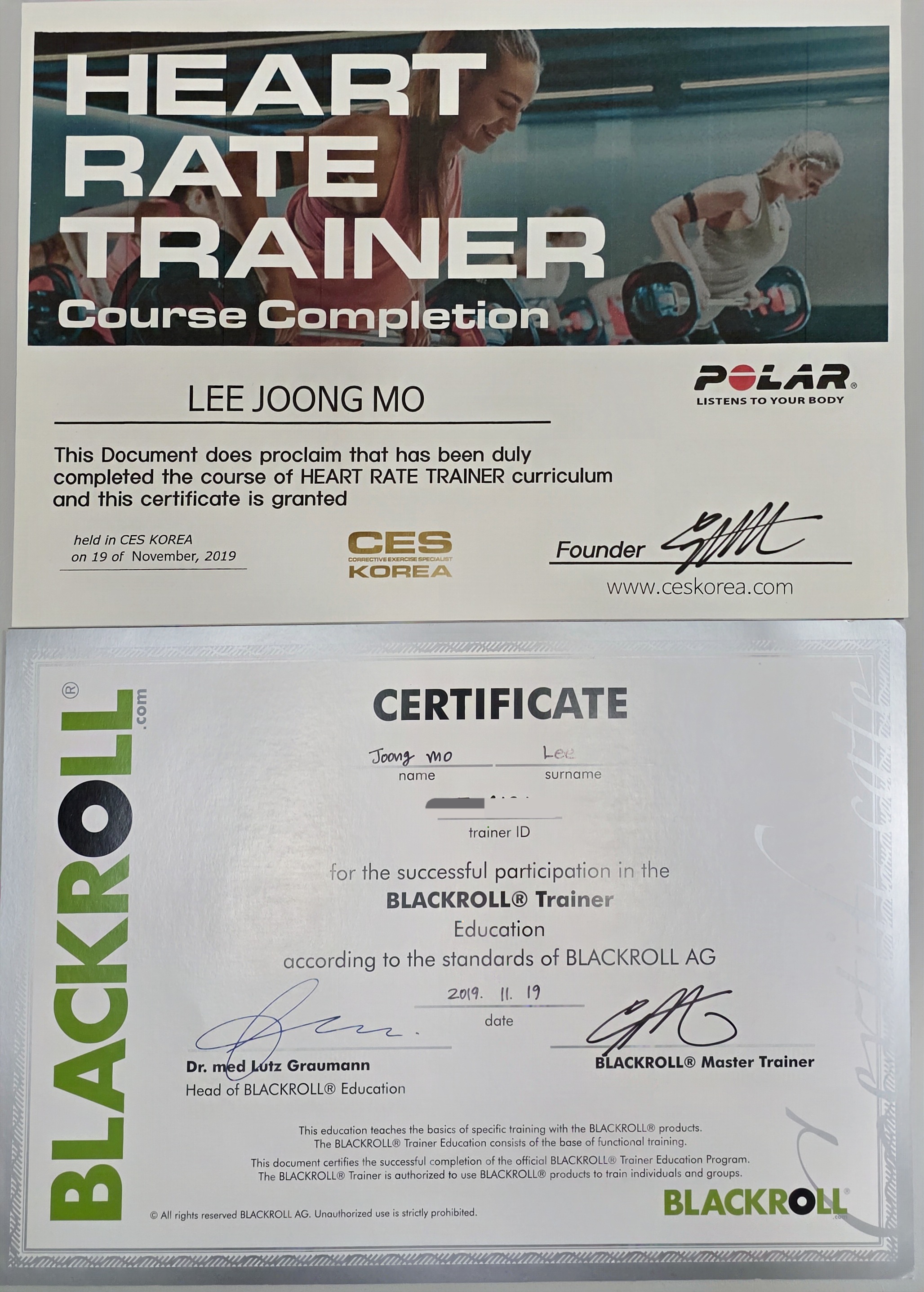 Heart Rate Trainer & BLACKROLL 자격증